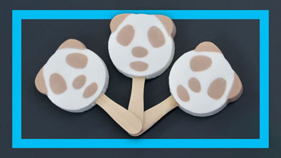 Ice cream sticks, extruded ice cream funny faces