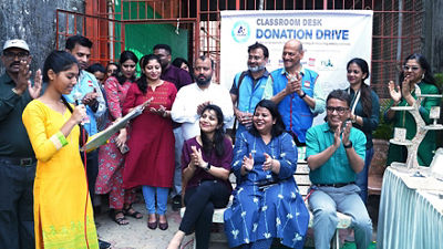 Students presented with desks made of recycled beverage cartons