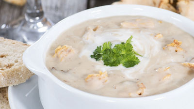 Mushroom soup in bowl