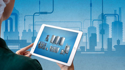 woman looking at tablet