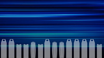 Packages in row on blue background