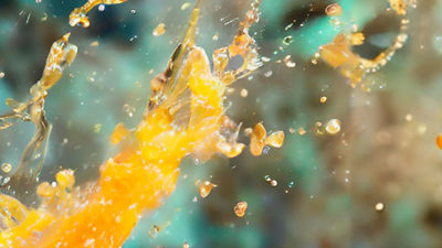 Gros plan sur une éclaboussure de jus