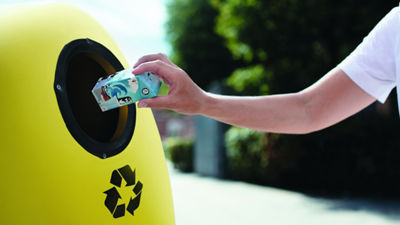 Person recycling cartons