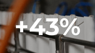 Plant-based beverage cartons on a production line with a 43 percent graphic