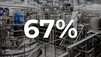 Food processing facility with stainless steel tanks and production equipment with 67% displayed over the image