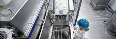 Top view of industrial mixer equipment