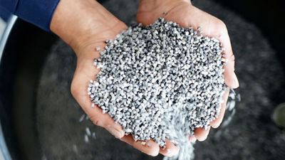 小さな石を持っている両手