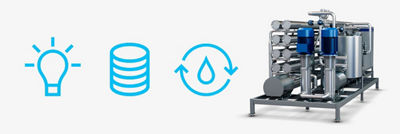 Unité d’osmose et icônes bleues