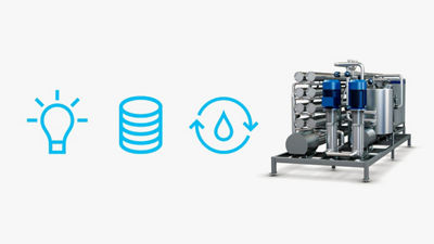 Reverse osmosis filtration unit with icons