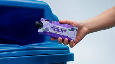 Carton in trash can 