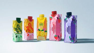 RTD alcoholic beverages in carton on grey background