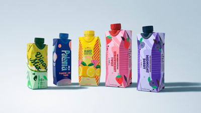 RTD alcoholic beverages in carton on grey background
