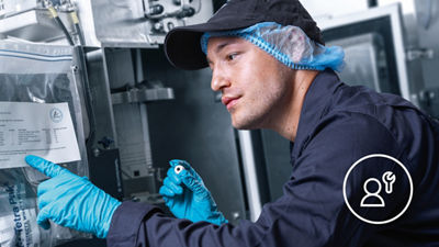 expert working with a machine