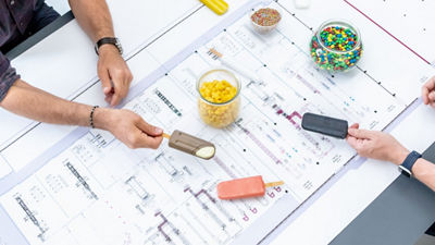 Demomodeller av glasspinnar och flödesschema