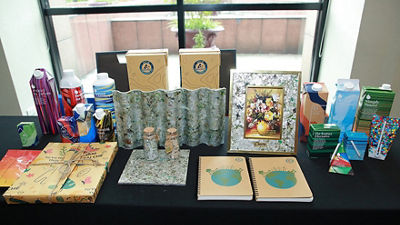 The products are created using a recycling process for paper food and beverage packaging