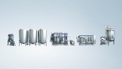 Tetra Pak food processing equipment and stainless steel tanks arranged in a production line