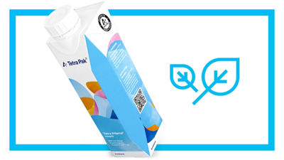 Tetra Prisma Aseptic carton and leaf icon