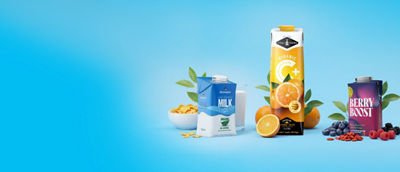 Milk and juice in Tetra Stelo Aseptic carton packages
