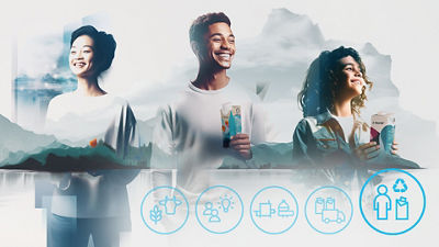 3 personas y envases