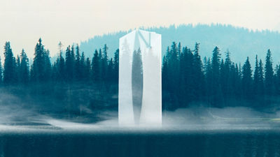 Transparent package, forest background 