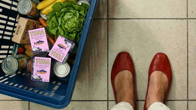 Tetra Recart carton packages with tuna in shopping basket