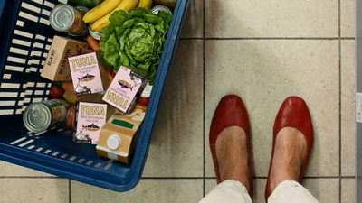 Tetra Recart carton packages with tuna in shopping basket