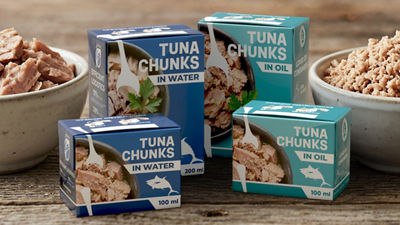Tuna chunks in water and oil in Tetra Recart carton packages