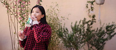 Green oats woman laboratory plant-based