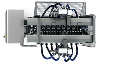 Double set of dosing pistons and nozzle design