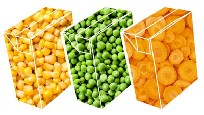 Vegetables in transparent carton packages