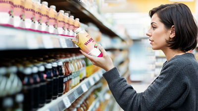 Woman looking for healthy beverages