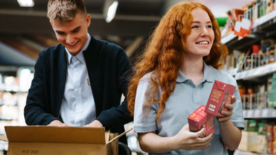 Woman shopping pet food