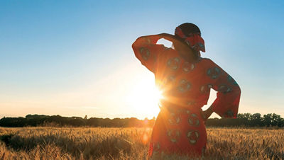 Woman in sunset