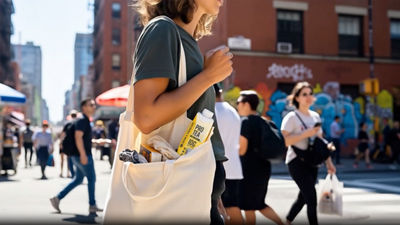 Woman with bag walking on the street