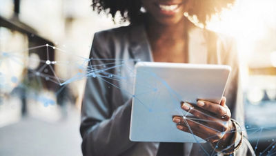 digital woman using tablet