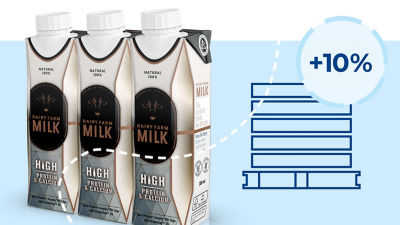 3 Tetra Prisma Aseptic carton packages and pallet iconographics