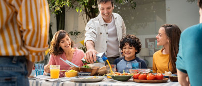 family eating picnic