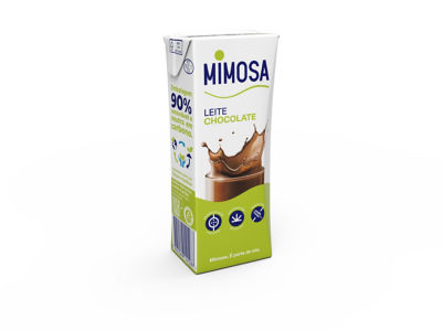 four cartons containing mimosa chocolate drink