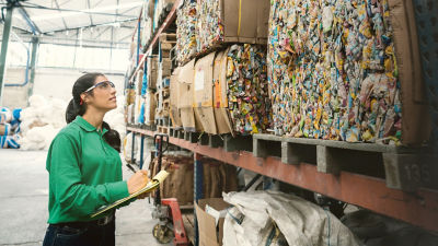 woman looking at waste