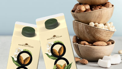 packages containing almond milk