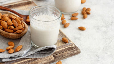 Almond milk in glass