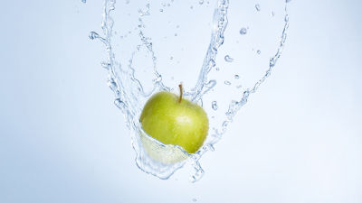 Apple in water splash
