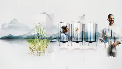 Artistic image, plants, equipment, woman and a man