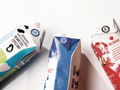 Top view of juice cartons
