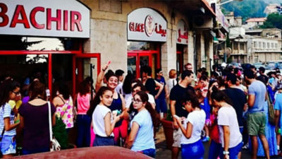 Bachir Ice Cream shop, people eating ice cream