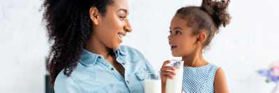 Family drinking milk