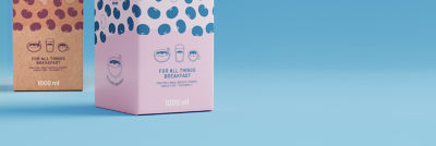 Beverage cartons with soya drink, bottom view