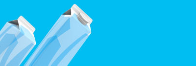 Blue Tetra Rex cartons on blue background