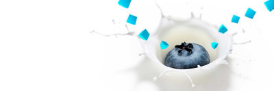Blueberry splashing in milk