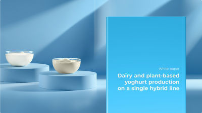 bowls of yoghurt and white paper graphic